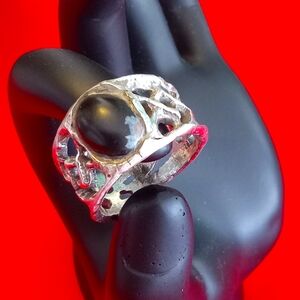 925 Ring with Obsidian Stone